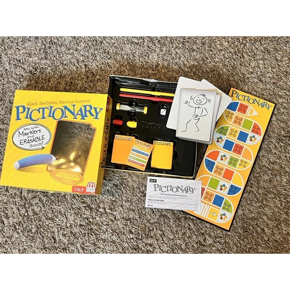 Pictionary by Mattel Markers & Erasable Boards Pop Culture Category COMPLETE